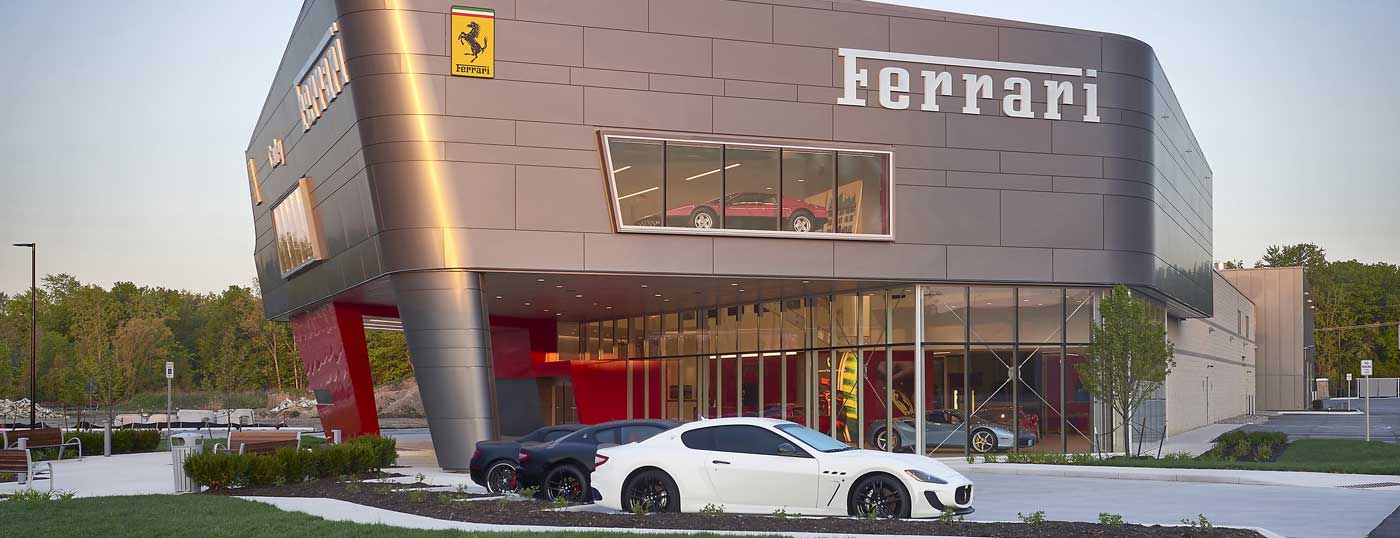 Cauley Ferrari dealership exterior of building