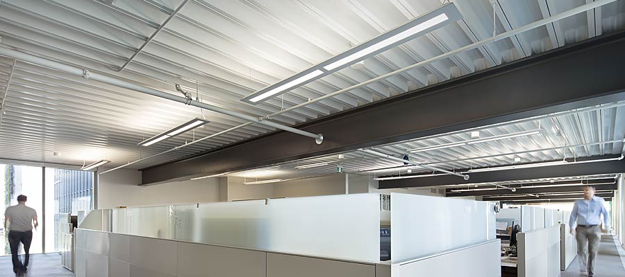 Multi-story office interior with New Millennium steel deck and composite deck Deep-Dek®