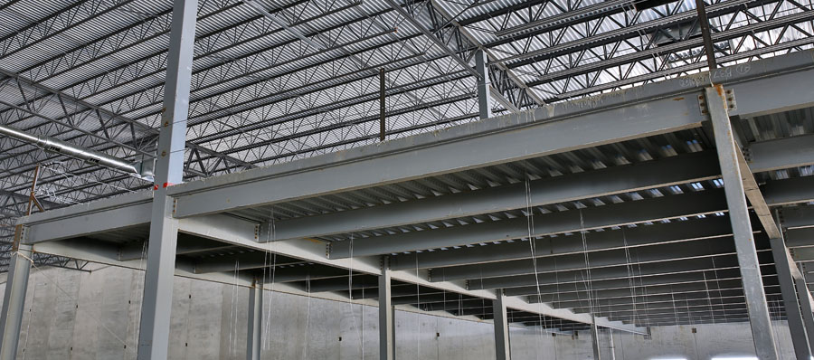 Steel joists steel deck batery foods warehouse